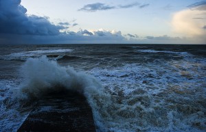rough waters over a jetty