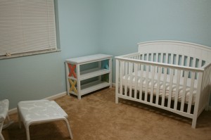nursery room with crib