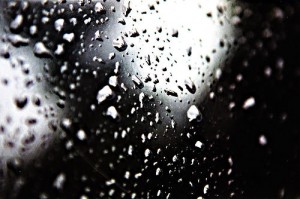 raindrops in black and white