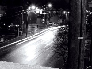 black and white time lapse at night