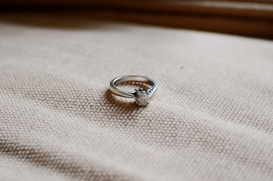 engagement ring on burlap