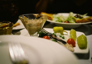 food and drink at a nice restaurant